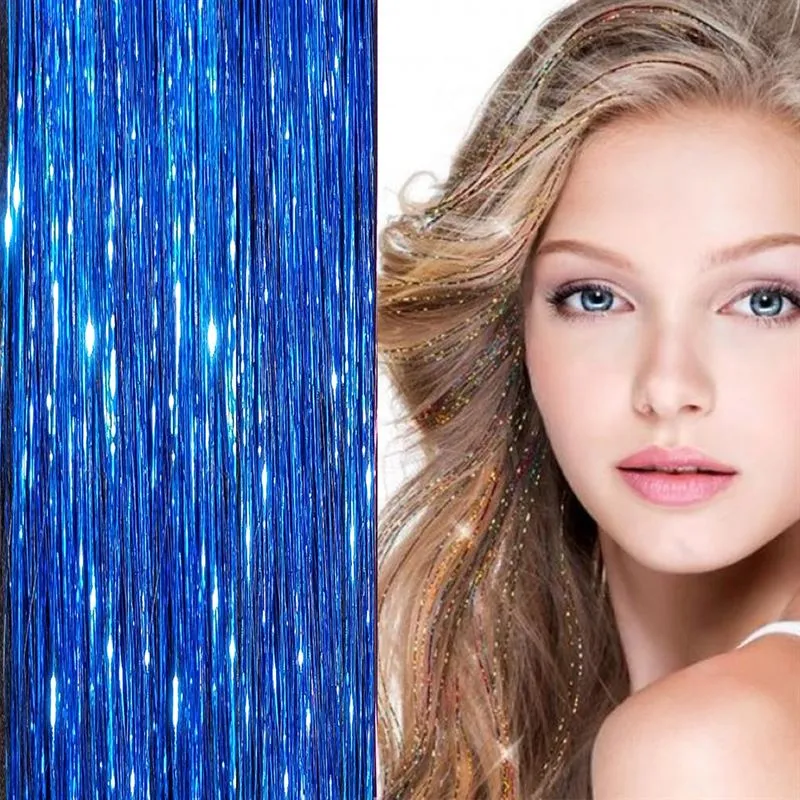 Glitzer-Extensions – 100 Strähnen – Dunkelblau 80 cm