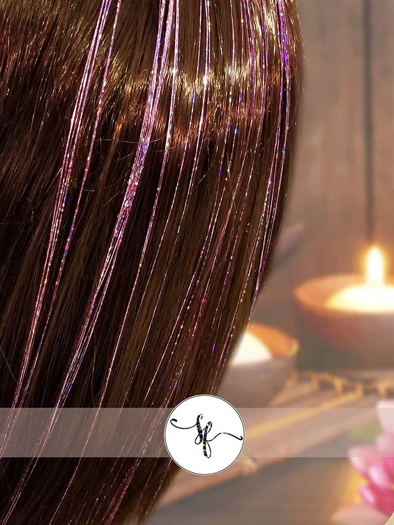 Glitter Haarsträhnen – 100er Pack Lila 80 cm