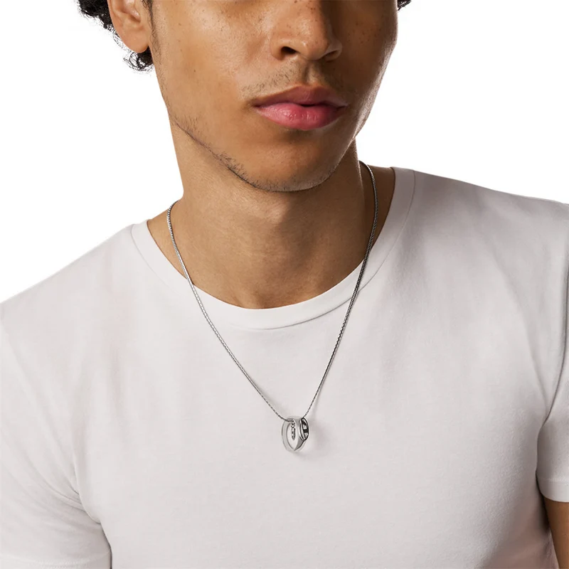 Diesel Oval D Logo Stainless Steel Necklace DX1644040