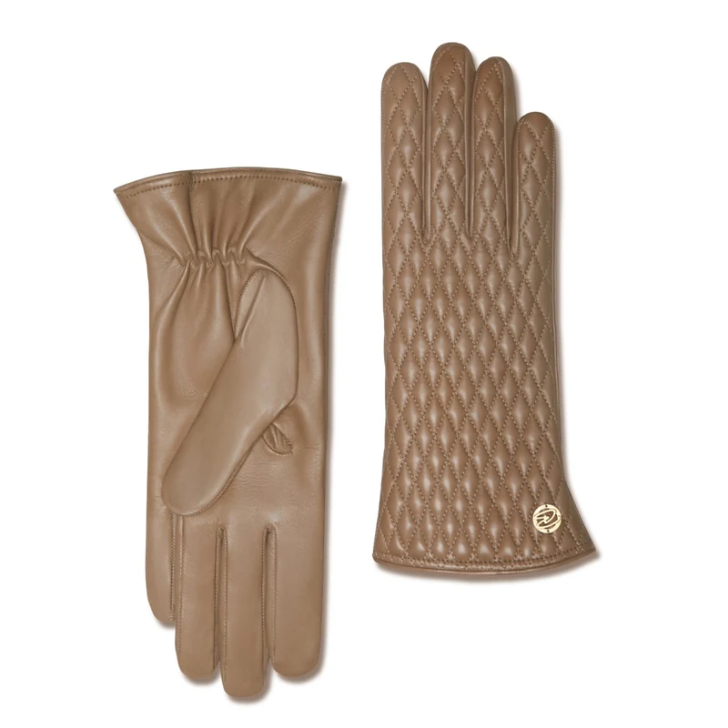 Isabel Bernard Honoré Rosette Taupe Ziegenfell Leder Handschuhe IB67002-378-7