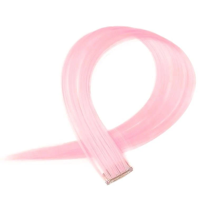 Clip-in-Haarverlängerung – rosa Farbsträhne 50 cm