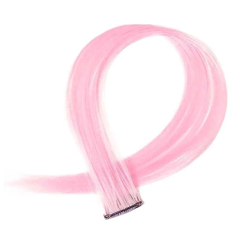 Clip-in-Haarverlängerung – rosa Farbsträhne 50 cm