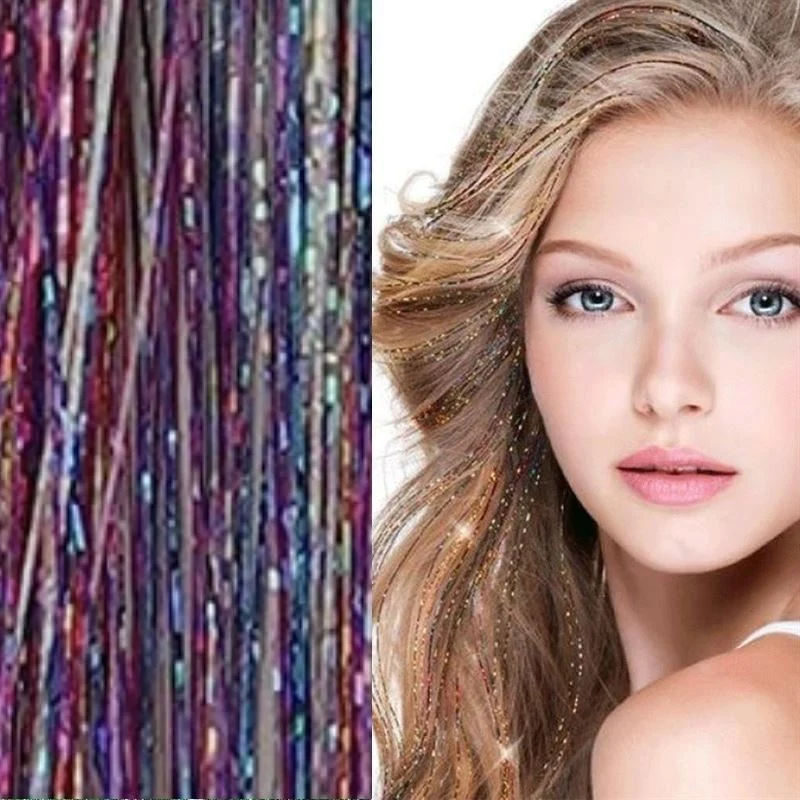 Bling Glitter Haarverlängerung – 100 Strähnen Regenbogen 80 cm