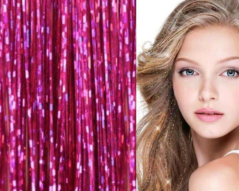 Haarverlängerung Glitter – 100 Stück in Rose – 80 cm