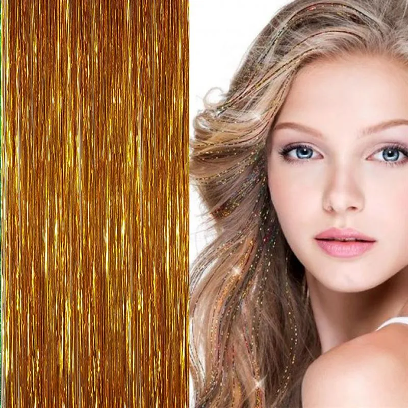 Bling Glitter Extensions 100 Glitzerhaarsträhnen 80cm, gold