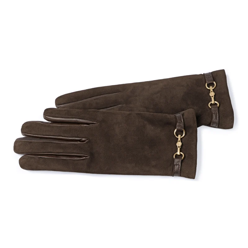 Isabel Bernard Honoré Marcelia dunkelbraune Wildlederhandschuhe aus Ziegenleder IB67001-131-6.5