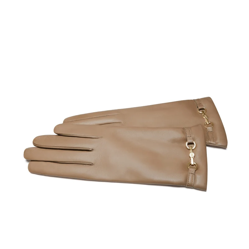 Isabel Bernard Honoré Marcelia Taupe Ziegenfell Leder Handschuhe IB67001-378-6.5