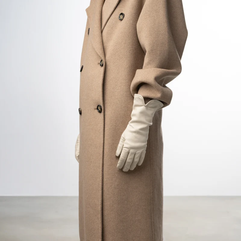 Isabel Bernard Honoré Sylvie cremefarbene Lederhandschuhe aus Ziegenleder IB67004-372-7