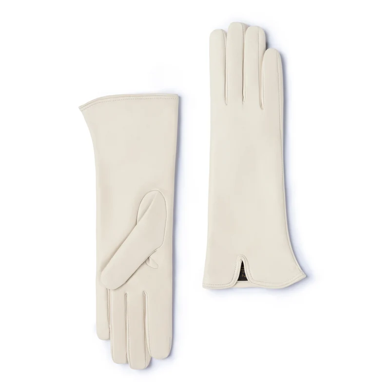 Isabel Bernard Honoré Sylvie cremefarbene Lederhandschuhe aus Ziegenleder IB67004-372-7