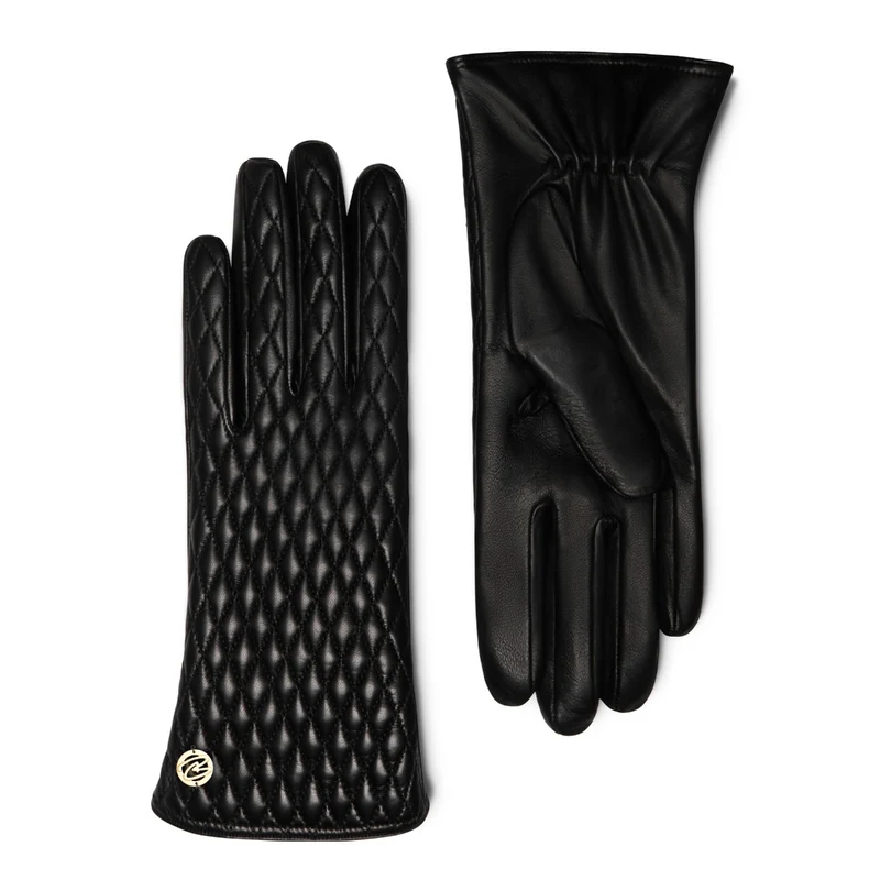 Isabel Bernard Honoré Rosette Schwarz Ziegenfell Leder Handschuhe IB67002-301-6.5