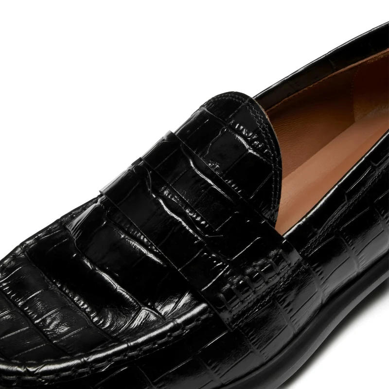 Isabel Bernard Vendôme Blandine Kroko Schwarz Kalbsleder Loafers IB51015-201-38