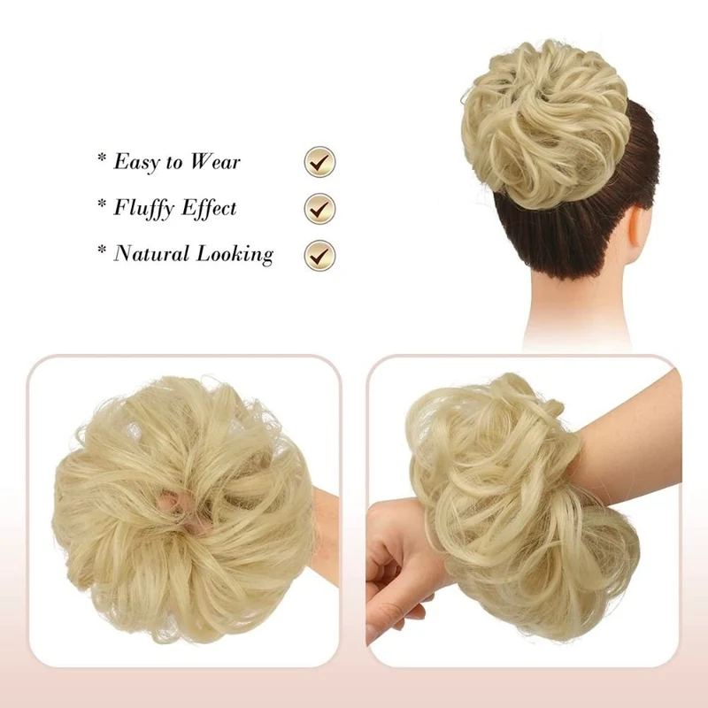 Messy Bun Haargummi mit lockigem Kunsthaar - 18T613 Hellblond