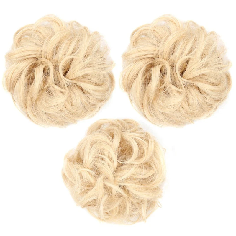 Messy Bun Haargummi mit lockigem Kunsthaar - 18T613 Hellblond
