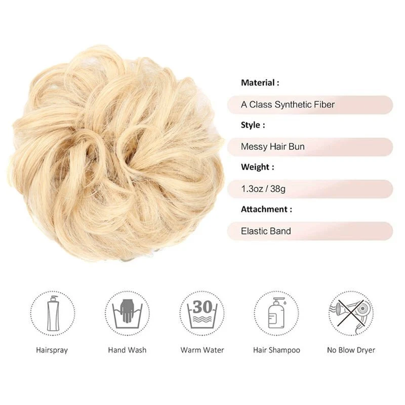 Messy Bun Haargummi mit lockigem Kunsthaar - 18T613 Hellblond
