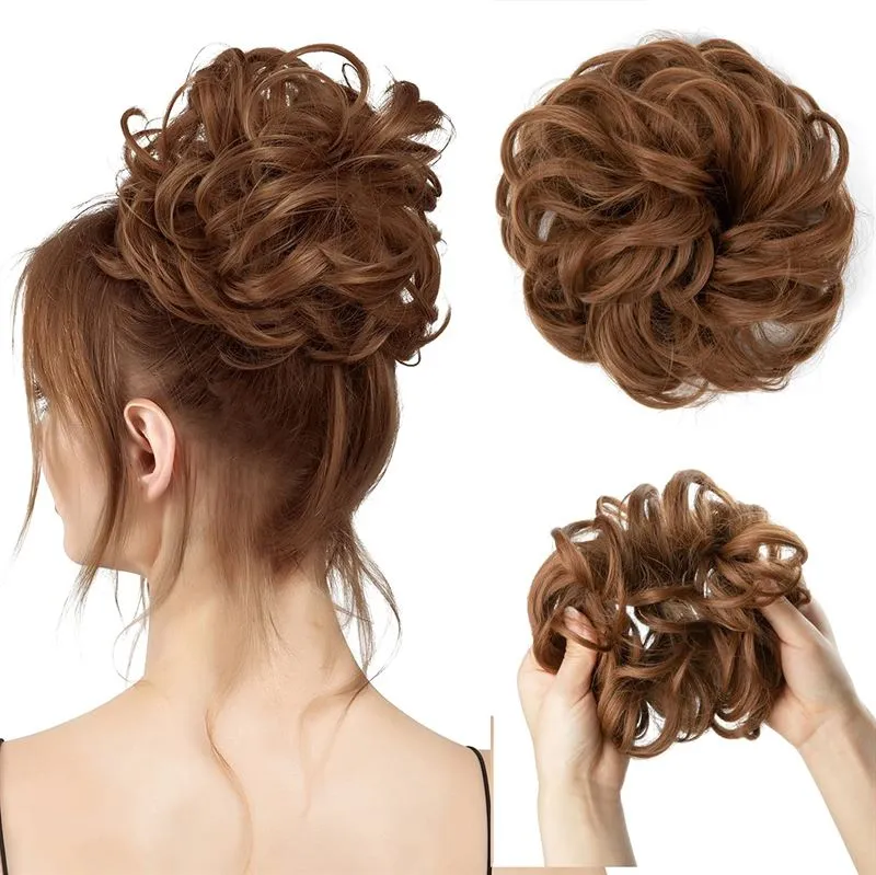 Kunsthaar für Dutt – Messy Curly – Goldbraun