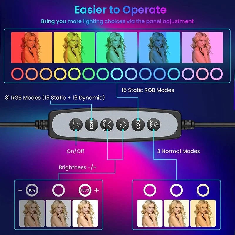 Ringlicht mit RGB-Licht und kabellosem Fernauslöser