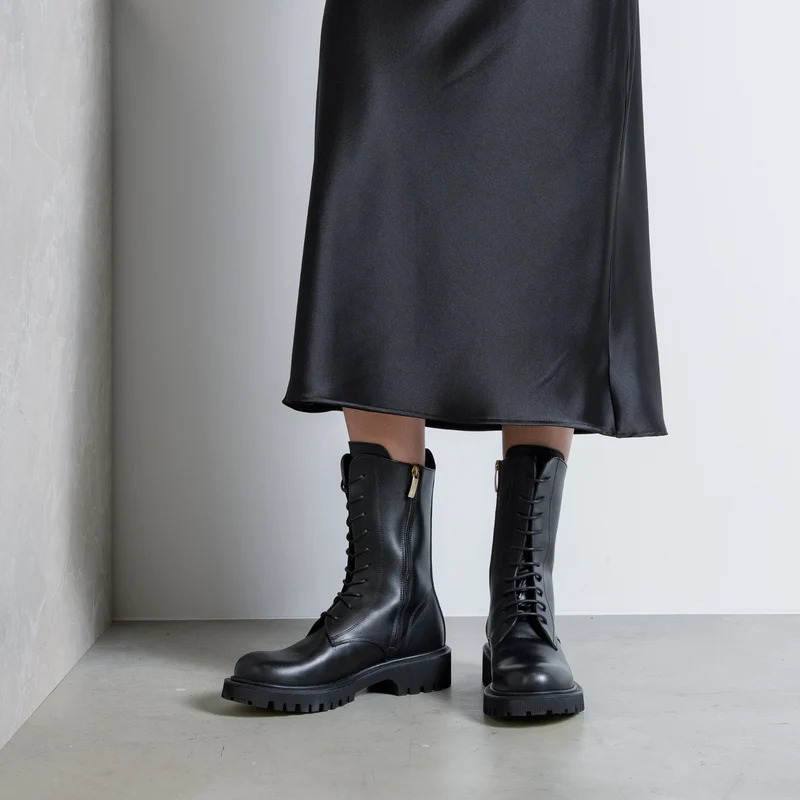 Isabel Bernard Vendôme Myrthe Schwarz Kalbsleder Lace-up Stiefel IB53008-01-36