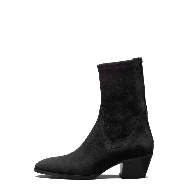 Isabel Bernard Vendôme Ines Schwarze Stretch-Stiefeletten aus Veloursleder IB53013-101-37