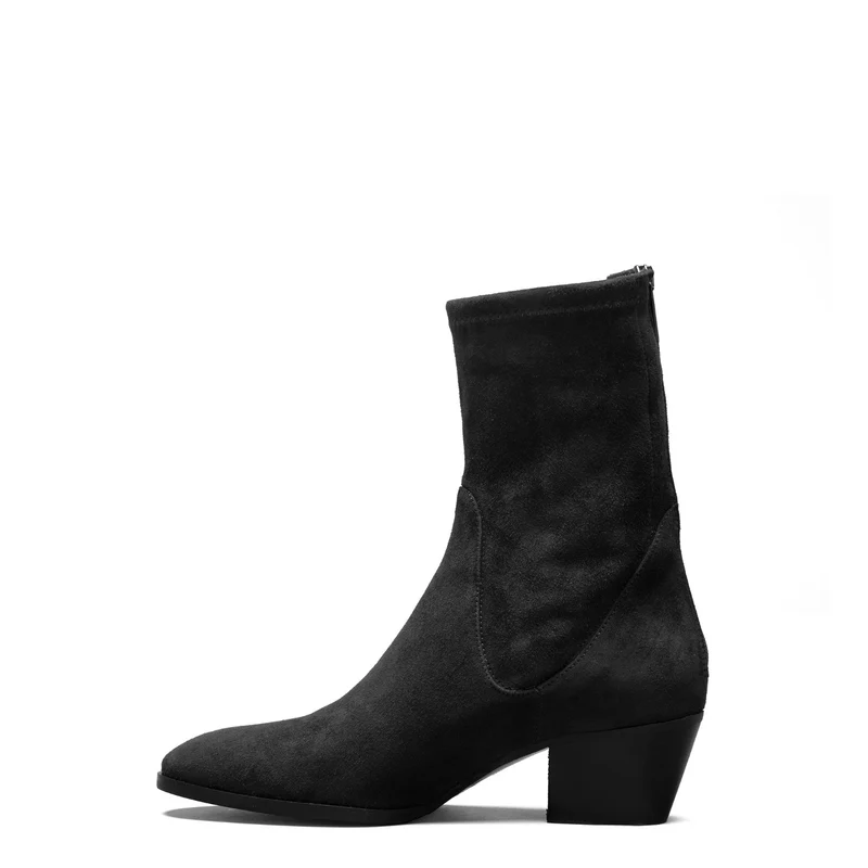 Isabel Bernard Vendôme Ines Schwarze Stretch-Stiefeletten aus Veloursleder IB53013-101-37