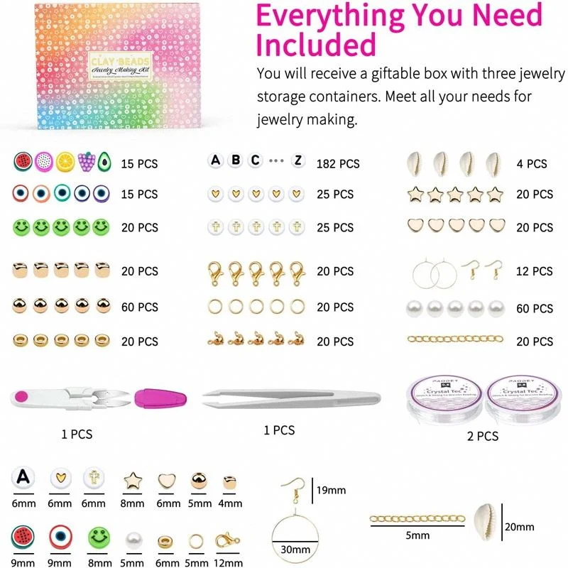 DIY Schmuckset – Heishi Tonperlen Kit mit 12.000 Perlen