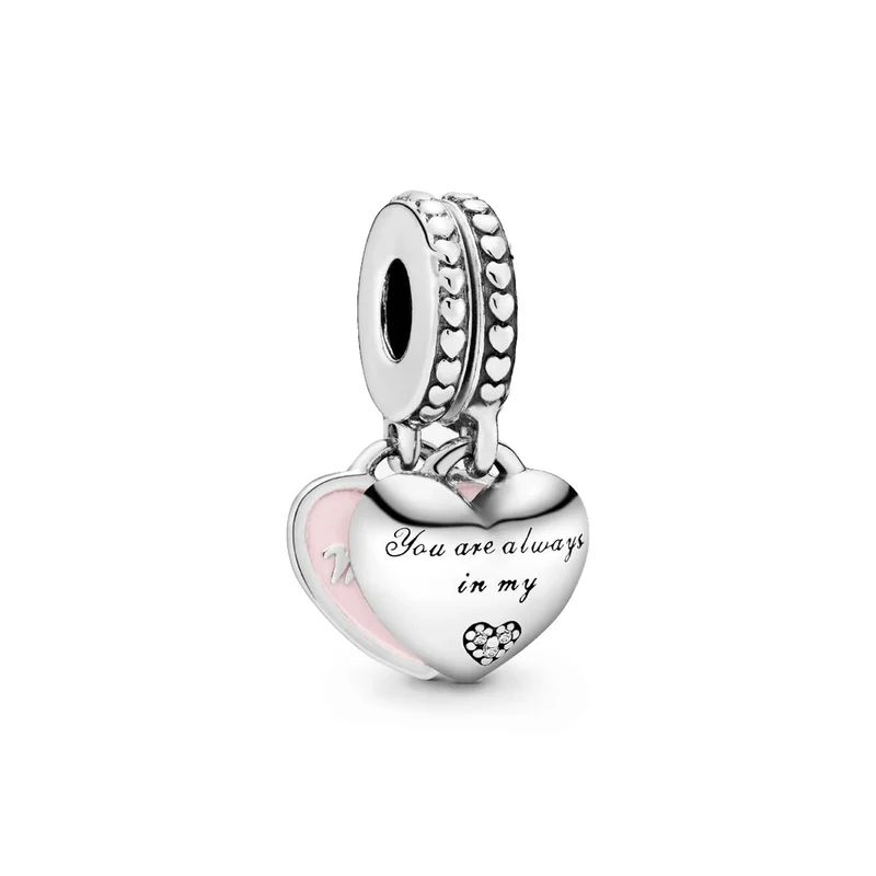 Pandora Moments 925 Sterling Silver Mother & Daughter Hearts Dangle Charm 792072EN40