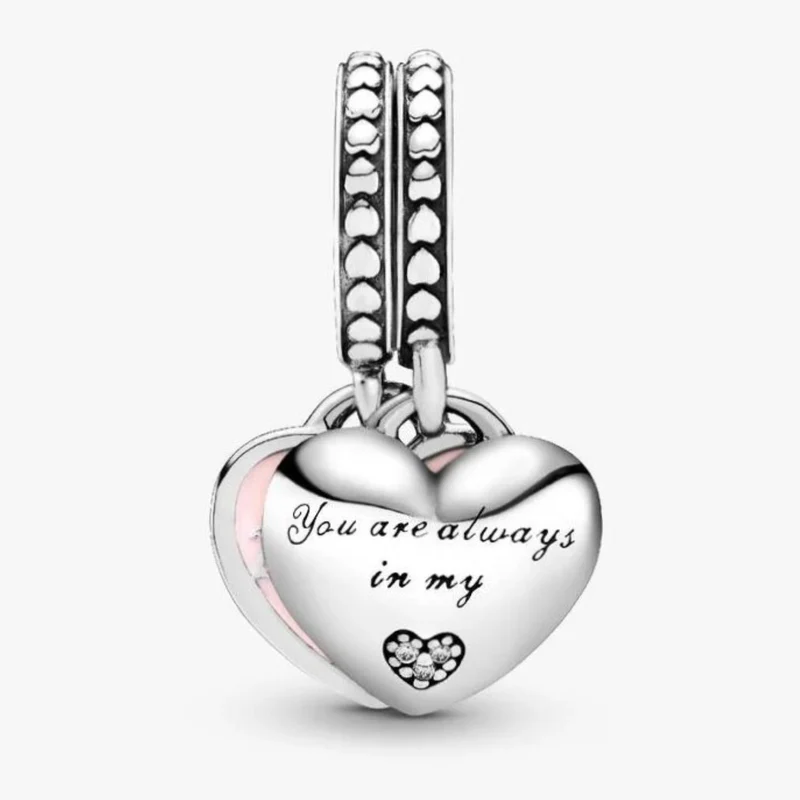 Pandora Moments 925 Sterling Silver Mother & Daughter Hearts Dangle Charm 792072EN40