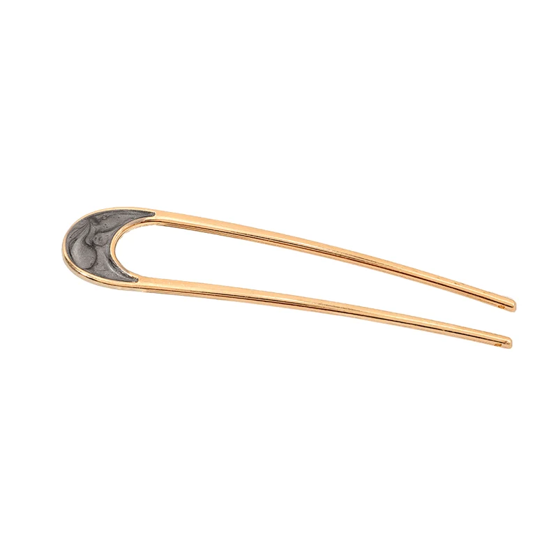 Chris Rubin Haarspange – U-Form goldfarben mit Marmor-Muster