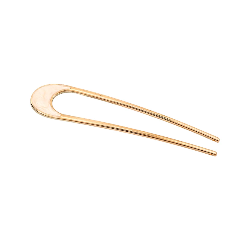 Haarspange – U-Form Elfenbein Marmor mit goldfarben