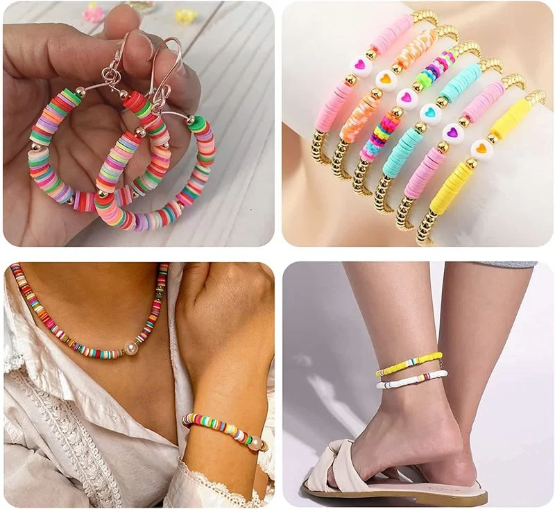 Tonperlen - KREA DIY Acrylperlen Schmuckset mit Perlen in bunten Farben, Gummibändern, Verschlüssen, Schere - 1 Box mit 24 Fächern
