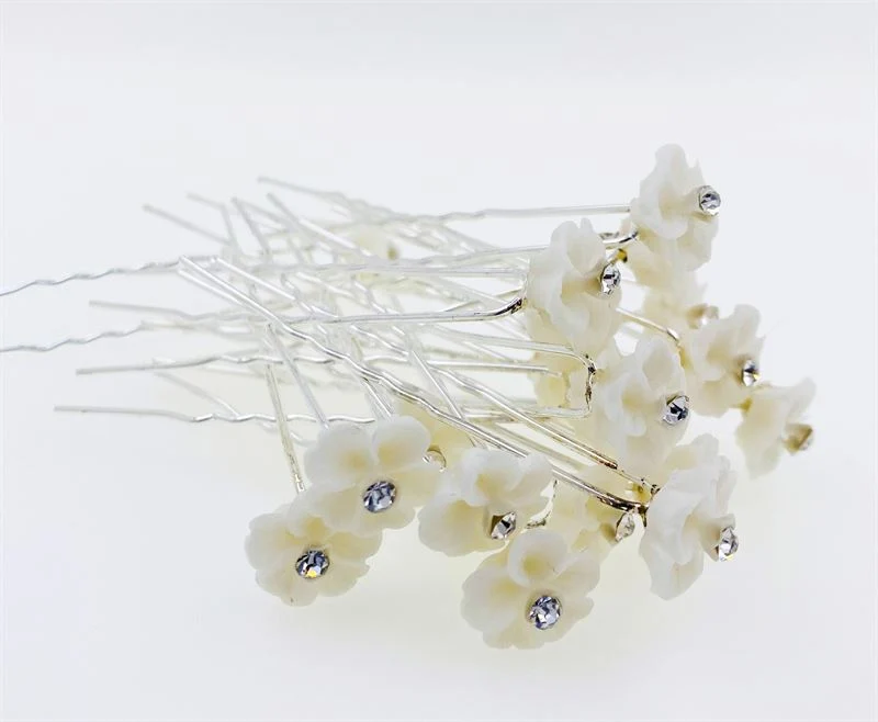 Haarspange – Weiße Blüten – 20er Pack