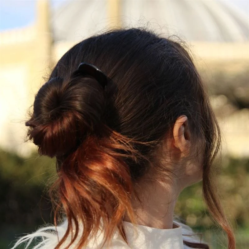 Haarnadel U-Form – Schildpatt mit Blumenmotiv