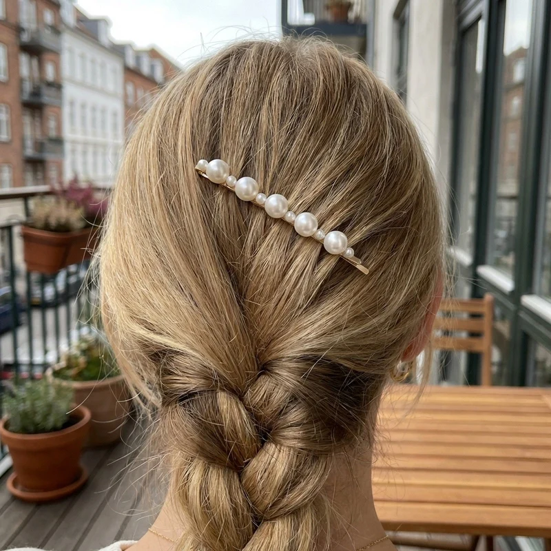 Haarspange mit Perlen – SOHO Mila in Weiß