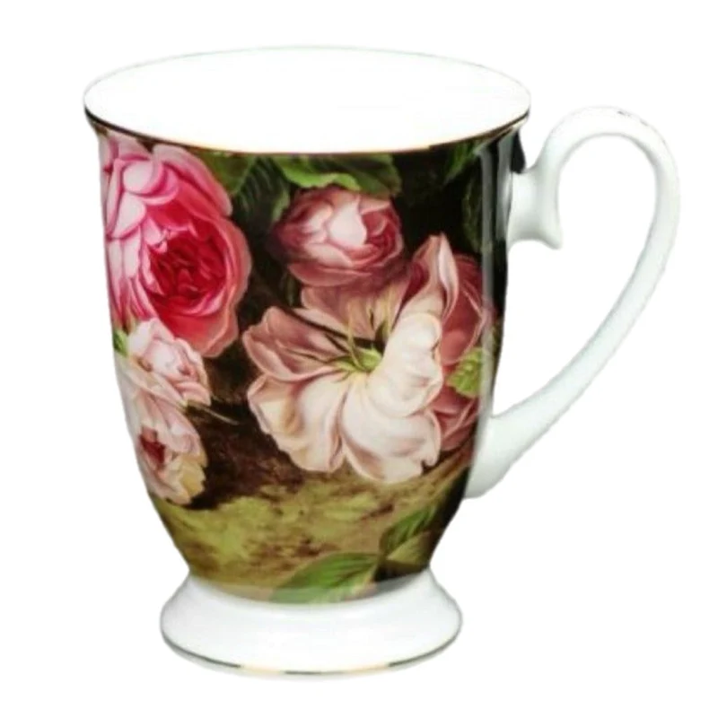 Black Floral Mug