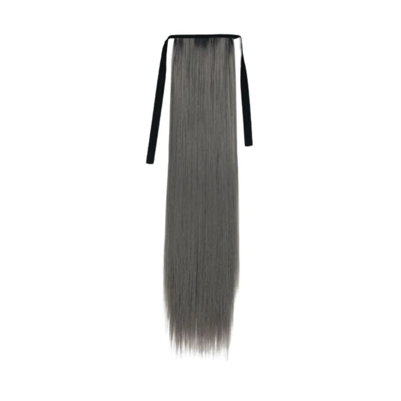 Pferdeschwanz Fiber Extensions glatt Dunkelgrau 171L#
