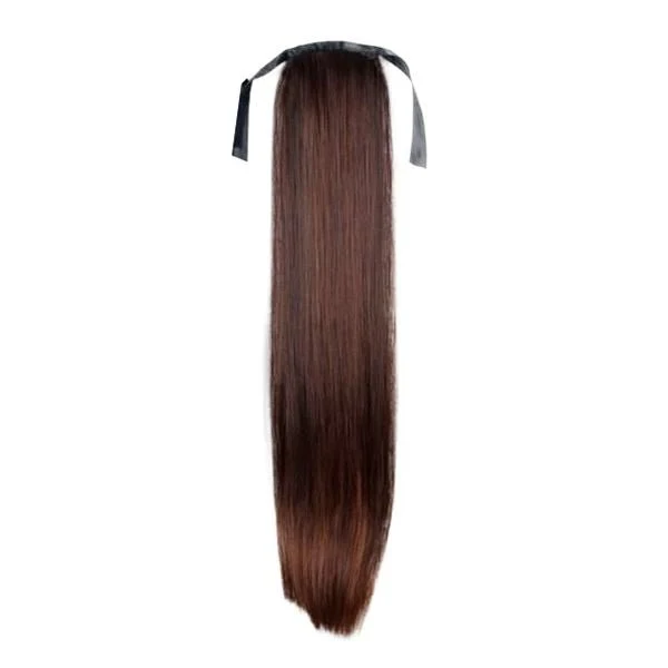 Pferdeschwanz-Faser-Extensions, glatt, braun, 4#