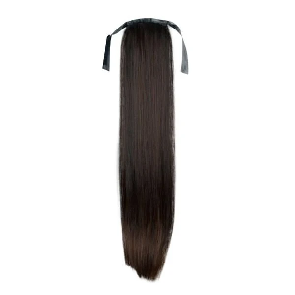 Pferdeschwanz-Faser-Extensions, glatt, Dunkelbraun, 2#