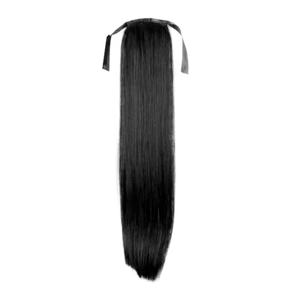 Pferdeschwanz-Faser-Extensions glatt schwarz 1#