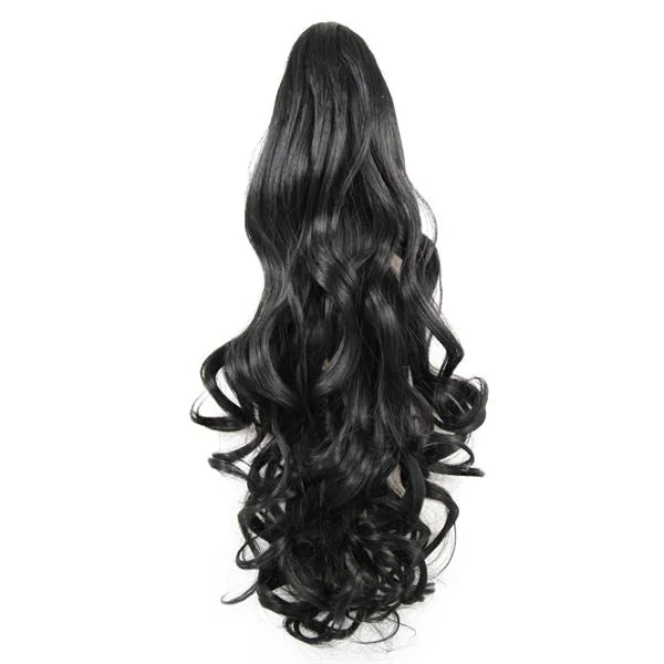 Haarspange für Pferdeschwanz-Extensions – lockig, Schwarz
