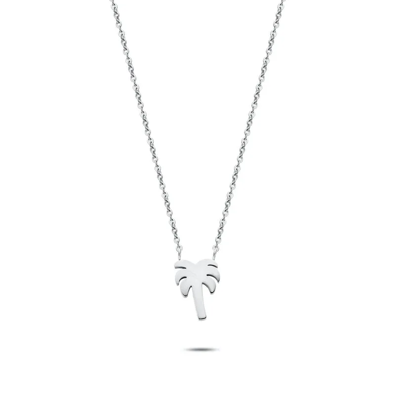 Palm tree necklace silver