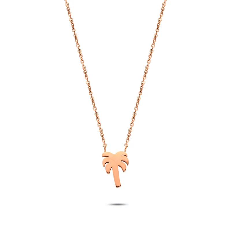 Palm tree necklace rosé gold