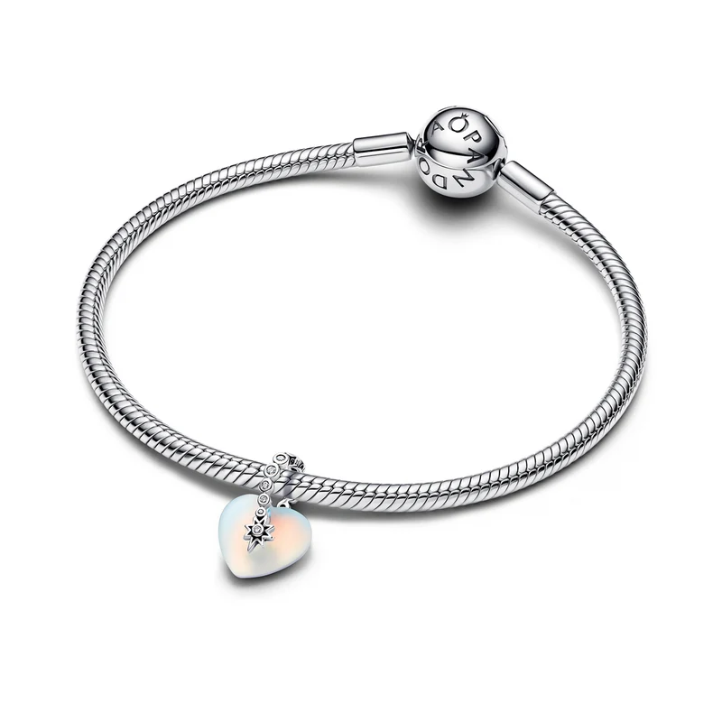 Pandora Moments 925 Sterling Silver Shooting Star & Heart Dangle Charm 794143C01