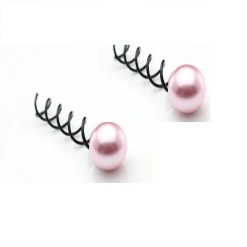 Spiral-Haarspange für Dutt – pink mit Perle – 2er Pack