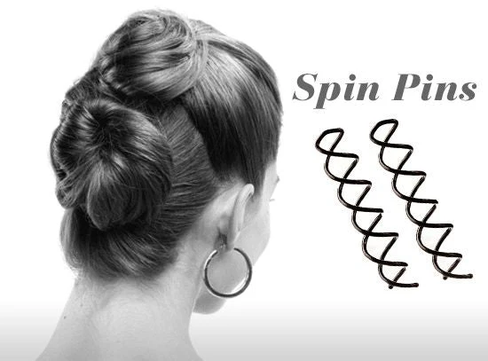 Spiral-Haarspange für Dutt – pink mit Perle – 2er Pack