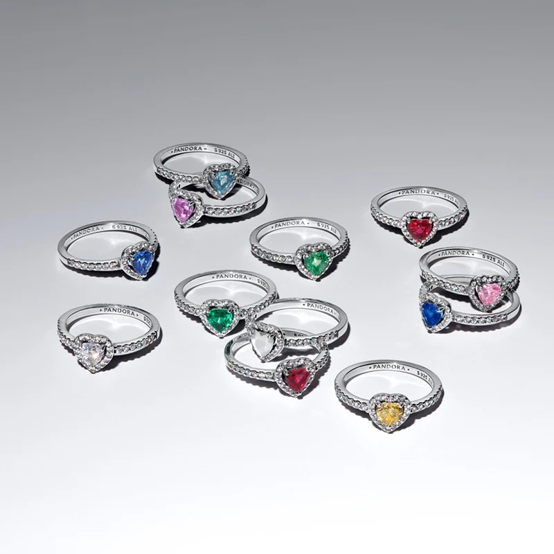 Pandora Timeless 925 Sterling Silver Elevated Light Blue Heart Ring 198421C10-54