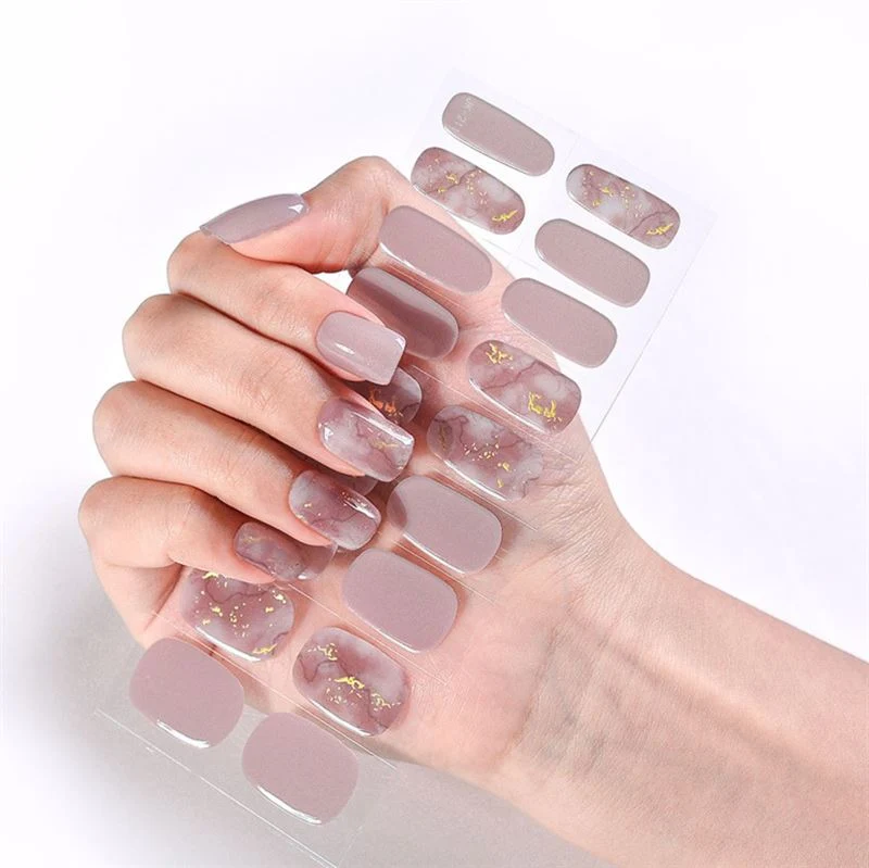 Halbgehärtete Gel-Nagelaufkleber / Selbstklebender Nagellack - Golden Taupe (JK-211)