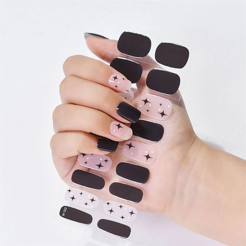 Halbgehärtete Gel-Nagelaufkleber / Selbstklebender Nagellack - Black Star (JK-255)