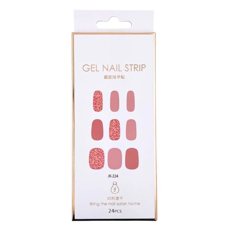 Halbgehärtete Gel-Nagelaufkleber / Selbstklebender Nagellack - Pink Leopard (JK-224)