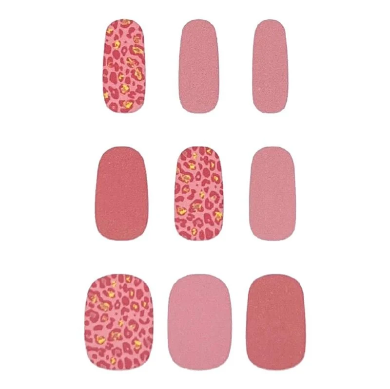Halbgehärtete Gel-Nagelaufkleber / Selbstklebender Nagellack - Pink Leopard (JK-224)