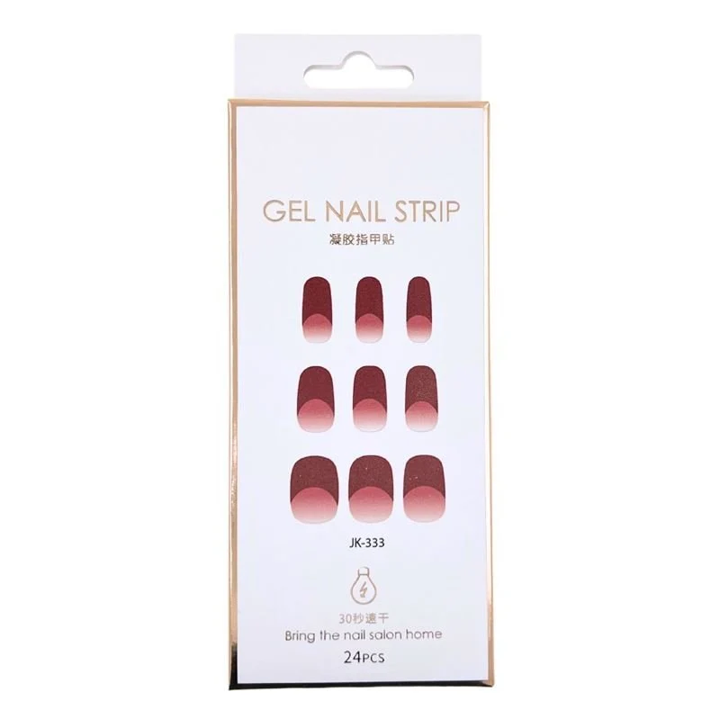 Halbgehärtete Gel-Nagelaufkleber / Selbstklebender Nagellack - Red French Ombre (JK-333)