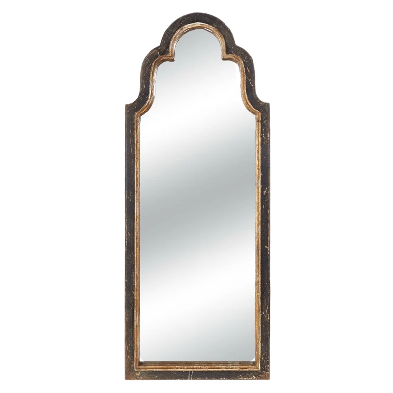 Distressed Black Arched Wall Mirror